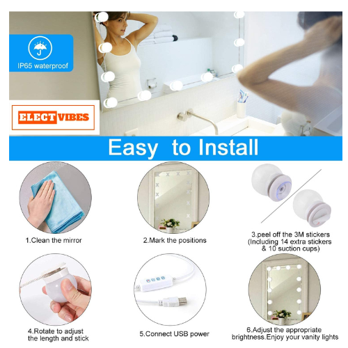 ELECTVIBES Vanity Mirror Lights Best Makeup Mirror Lights Bulbs With USB Cable, 3 Color Modes & Adjustable Brightnes (PACK OF 1) - Image 17