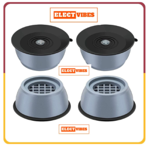 ELECTVIBES Anti-Vibration Pads – Heavy-Duty Suction Cup Stand for Washing Machines, Refrigerators, Furniture & Appliances – Non-Slip Rubber Feet for Anti-Walk & Noise Reduction (Set of 4 )