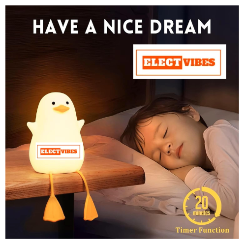 ELECTVIBES Rechargeable Silicone Duck Night Lamp Touch Control LED Light with Color Changing Feature, Multicolor Nightlight for Kids' Bedroom Decor, Perfect Baby Gift (PACK OF 1) - Image 22