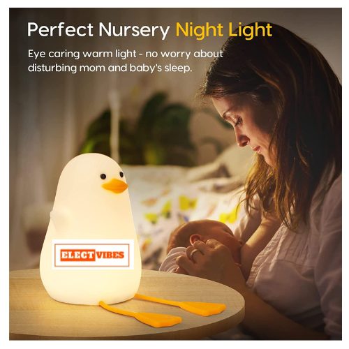 ELECTVIBES Rechargeable Silicone Duck Night Lamp Touch Control LED Light with Color Changing Feature, Multicolor Nightlight for Kids' Bedroom Decor, Perfect Baby Gift (PACK OF 1) - Image 13