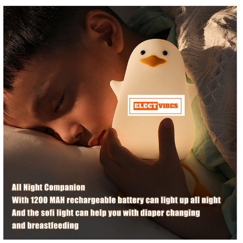ELECTVIBES Rechargeable Silicone Duck Night Lamp Touch Control LED Light with Color Changing Feature, Multicolor Nightlight for Kids' Bedroom Decor, Perfect Baby Gift (PACK OF 1) - Image 31