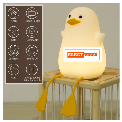ELECTVIBES Rechargeable Silicone Duck Night Lamp Touch Control LED Light with Color Changing Feature, Multicolor Nightlight for Kids' Bedroom Decor, Perfect Baby Gift (PACK OF 1) - Image 32