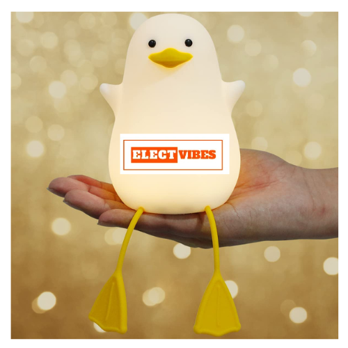 ELECTVIBES Rechargeable Silicone Duck Night Lamp Touch Control LED Light with Color Changing Feature, Multicolor Nightlight for Kids' Bedroom Decor, Perfect Baby Gift (PACK OF 1)