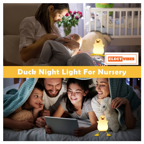 ELECTVIBES Rechargeable Silicone Duck Night Lamp Touch Control LED Light with Color Changing Feature, Multicolor Nightlight for Kids' Bedroom Decor, Perfect Baby Gift (PACK OF 1) - Image 3