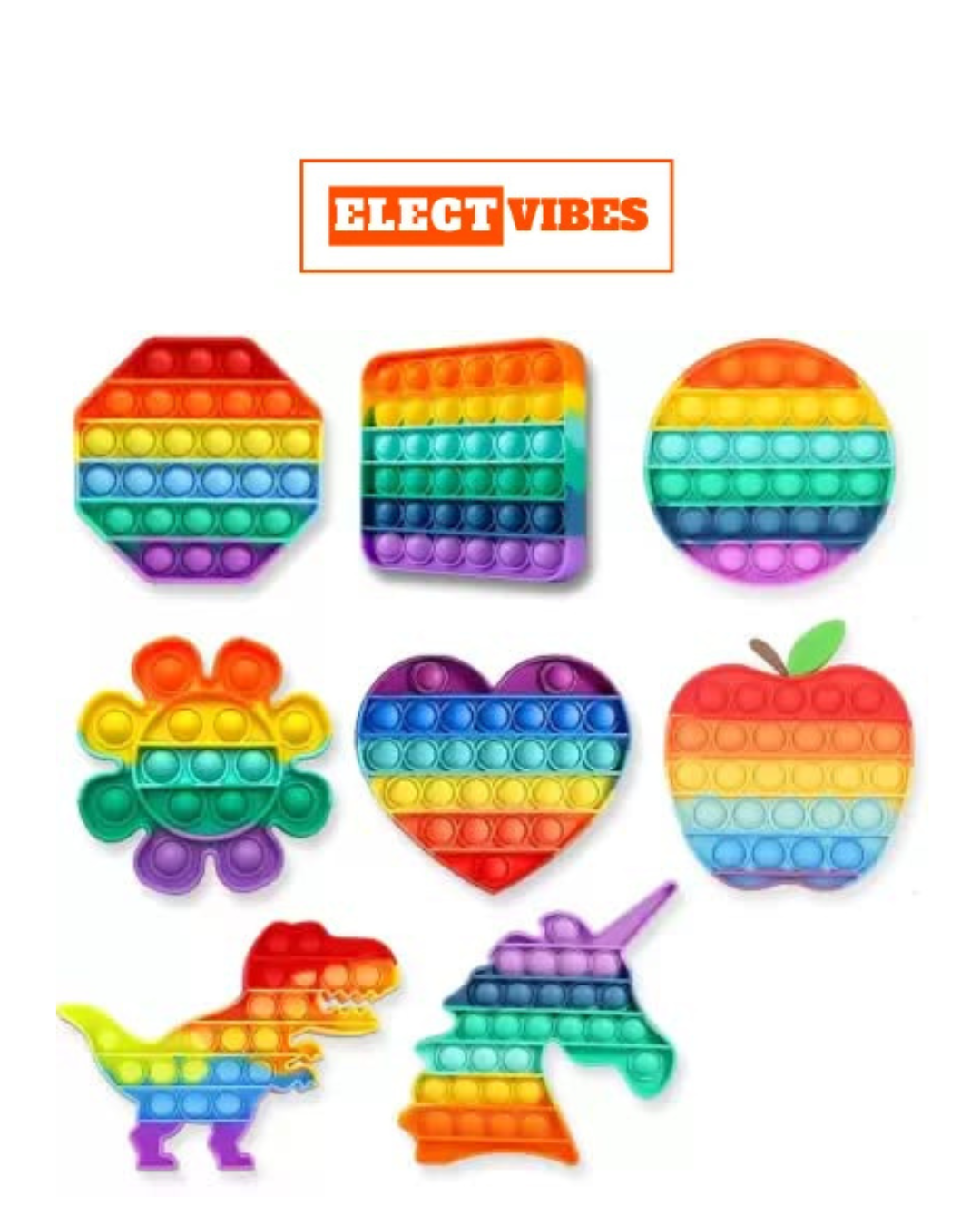 Electvibes Pop It Fidget Toy Set – 4-Piece Sensory Toys for Kids & Adults, Educational Stress Relief in Fun Shapes & Mixed Colors (ST-POP UP)(SET OF 4) (PACK OF 1) - Image 17