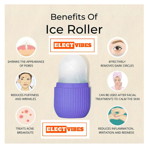 ELECTVIBES Silicone Ice Face Roller – Facial Cube for Eye & Neck Massage, Dark Circle Removal, Pore Shrinking, Skin Care & Beauty Tool – Multicolor (Pack of 1) - Image 3