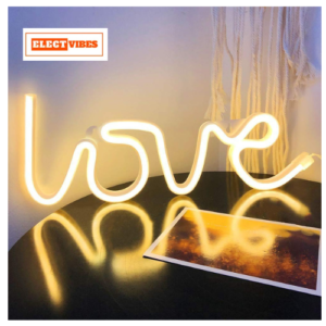 ELECTVIBES Love Neon LED Light Sign for Bedroom, House, Bar, Pub, Hotel, Beach (USB+Battery Powered, Warm White)(PACK OF 1)