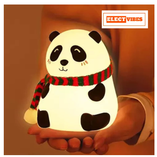 ELECTVIBES Rechargeable Silicone Panda Night Light for Kids 7-Color LED Changing Lamp Room Decor & Gift for Toddlers, Teens, & Valentine's Day Present Soft BPA-Free Nightlight Multicolor (PACK OF 1) - Image 3