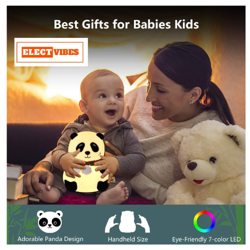 ELECTVIBES Rechargeable Silicone Panda Night Light for Kids 7-Color LED Changing Lamp Room Decor & Gift for Toddlers, Teens, & Valentine's Day Present Soft BPA-Free Nightlight Multicolor (PACK OF 1) - Image 5