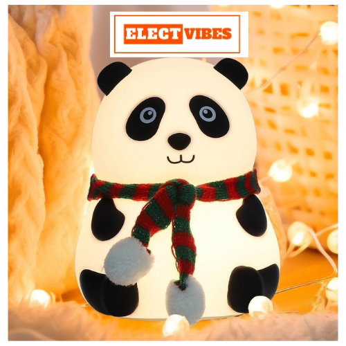 ELECTVIBES Rechargeable Silicone Panda Night Light for Kids 7-Color LED Changing Lamp Room Decor & Gift for Toddlers, Teens, & Valentine's Day Present Soft BPA-Free Nightlight Multicolor (PACK OF 1) - Image 9