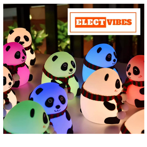 ELECTVIBES Rechargeable Silicone Panda Night Light for Kids 7-Color LED Changing Lamp Room Decor & Gift for Toddlers, Teens, & Valentine's Day Present Soft BPA-Free Nightlight Multicolor (PACK OF 1) - Image 12