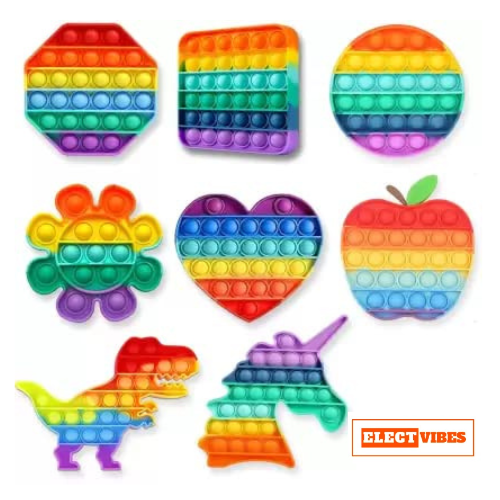 Electvibes Pop It Fidget Toy Set – 4-Piece Sensory Toys for Kids & Adults, Educational Stress Relief in Fun Shapes & Mixed Colors (ST-POP UP)(SET OF 4) (PACK OF 1) - Image 9