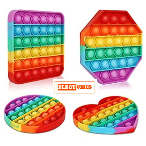 Electvibes Pop It Fidget Toy Set – 4-Piece Sensory Toys for Kids & Adults, Educational Stress Relief in Fun Shapes & Mixed Colors (ST-POP UP)(SET OF 4) (PACK OF 1) - Image 16