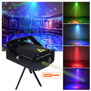 ELECTVIBES Laser Light Dot Design  Multicolor  Plug-In With Stand  Sound Activated Mini Laser Projector Stage Light – (Red & Green) DJ Party Light with Dot Patterns & Tripod Stand, Plug-in LED Light for Home, Diwali, Wedding & Event Decoration (PACK OF 1)