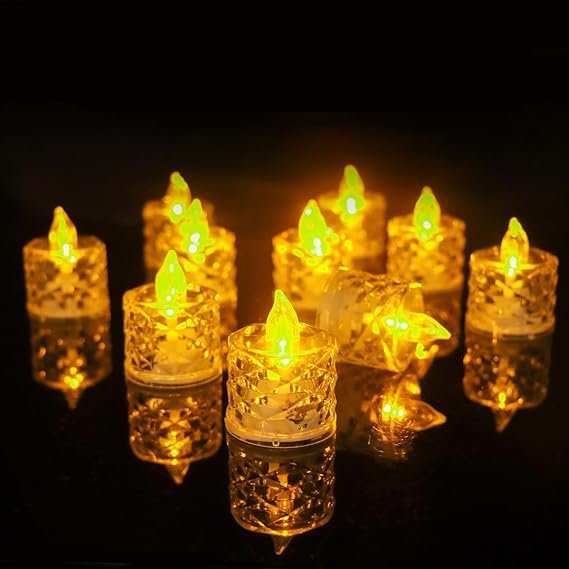 Electvibes Plastic Decor Tealight Mini LED Candles – Set of 24 Flameless Amber Yellow Lights - Image 6