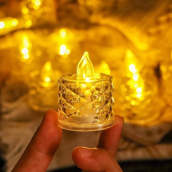 Electvibes Plastic Decor Tealight Mini LED Candles – Set of 24 Flameless Amber Yellow Lights - Image 8