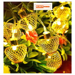 ELECTVIBES Apple Metal String Lights 3M, 14 Led – Perfect for Indoor/Outdoor Decoration for Diwali, Christmas, Birthday, Navratri, and Valentine’s Day Gifts (Warm White)