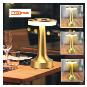 ELECTVIBES Portable Metal Desk Lamp With Touch Sensor Control, 3-Levels Brightness Rechargeable, Desk lamps, Portable Dimming Lamp Cordless Bedsides Lamp, Night Light for Kids Nursery,Dining Room Lamp (Rose Gold)