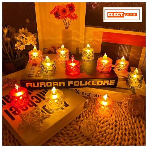 ELECTVIBES Flameless & Smokeless Crystal LED Tealight Candles – Multicolor Lights for Diwali, Christmas & Home Décor(PACK OF 1) - Image 3