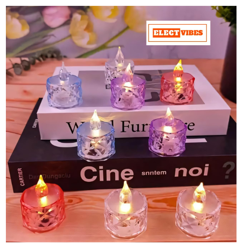 ELECTVIBES Flameless & Smokeless Crystal LED Tealight Candles – Multicolor Lights for Diwali, Christmas & Home Décor(PACK OF 1) - Image 4