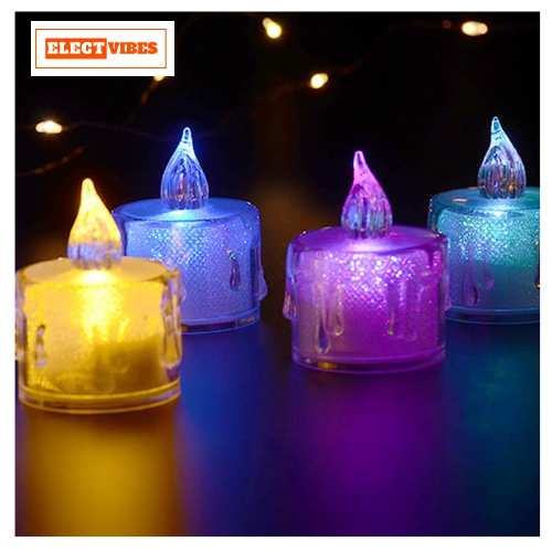 ELECTVIBES Flameless & Smokeless Crystal LED Tealight Candles – Multicolor Lights for Diwali, Christmas & Home Décor(PACK OF 1) - Image 5