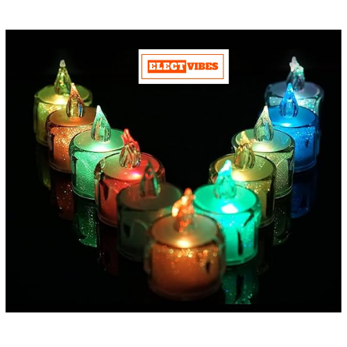 ELECTVIBES Flameless & Smokeless Crystal LED Tealight Candles – Multicolor Lights for Diwali, Christmas & Home Décor(PACK OF 1) - Image 6