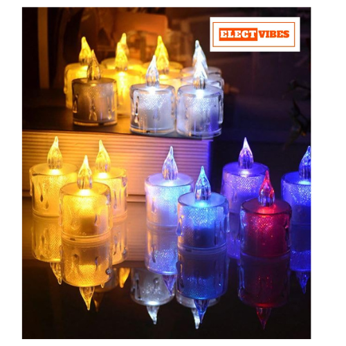 ELECTVIBES Flameless & Smokeless Crystal LED Tealight Candles – Multicolor Lights for Diwali, Christmas & Home Décor(PACK OF 1) - Image 2