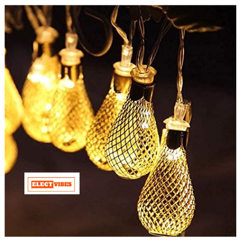 ELECTVIBES Metal Drop String Lights of Home Decoration Diwali Light for Party Birthday Diwali Christmas Navratri Valentine Gift Home Decoration Light (3 Meter 14 LED, Warm White) - Image 5
