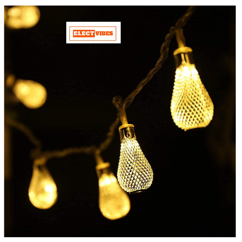 ELECTVIBES Metal Drop String Lights of Home Decoration Diwali Light for Party Birthday Diwali Christmas Navratri Valentine Gift Home Decoration Light (3 Meter 14 LED, Warm White) - Image 7