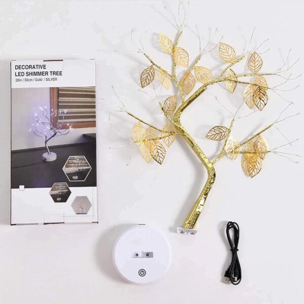 ElectVibes Bonsai Trees Lamp, DIY Artificial Tree Lamp with 72 Leafs Led,Touch Switch,Fairy Light Spirit Powered by USB Or Battery for Christmas Desktop Indoor Decoration Night Light - Plastic - Image 8