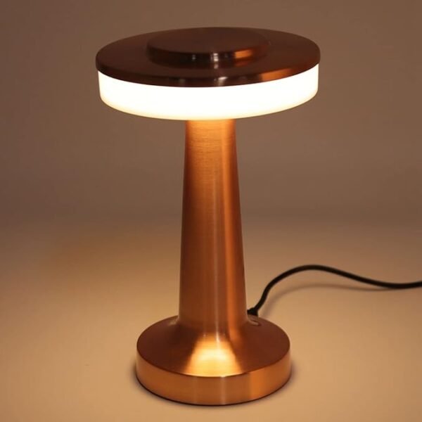 ElectVibes Portable Metal Desk Lamp With Touch Sensor Control, 3-Levels Brightness Rechargeable, Desk lamps, Portable Dimming Lamp Cordless Bedsides Lamp, Night Light for Kids Nursery,Dining Room Lamp (Rose Gold)