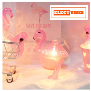 ELECTVIBES Flamingo String Lights 14 LED, 3 Meter  With Heavy Plug-In Flamingo String Lights Pink,  Summer Party Light String with 14 Flamingo Lights, Fun Fairy Flamingo Light for Beach Home Bedroom Birthday Decor (3 Meter 14 led Warm White)(PACK OF )
