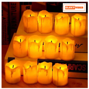ELECTVIBES Flameless tea- Light Candle Flameless & Smokeless Candles With On/Off switch (SET OF 12)(PACK OF 1)