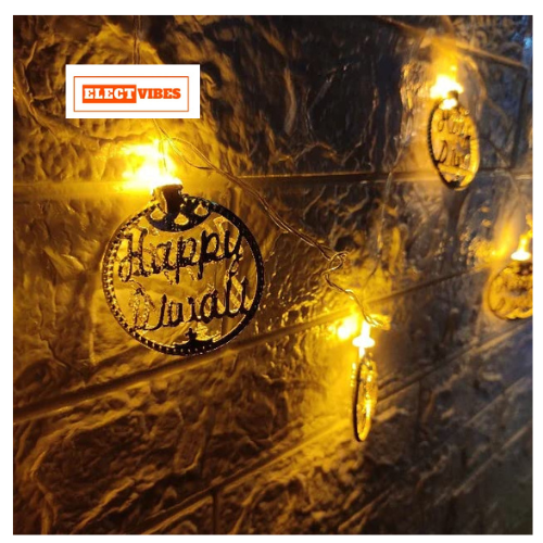 ELECTVIBES Diwali String Lights Decoration 3 Meter 10 Led Happy Diwali Metal Round Shaped Light, for Window Wall Door Party - Image 7