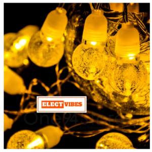 ELECTVIBES CRYSTAL BALL STRING LIGHT  14 LED, 3 Meter Plug-In, Warm White, Battery Powered Christmas Decor for Diwali Christmas, Birthdays, Party, Festival Decoration, Corded Electric Warm White (PACK OF 1)