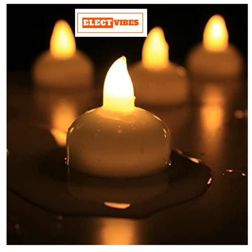 ELECTVIBES Water Sensor Floating Diyas | Smokeless & Flameless LED Tea Light Candles | Battery Operated | Home Décor for Diwali, Christmas, New Year, Birthdays & More (SET OF 12)(PACK OF 1) - Image 2