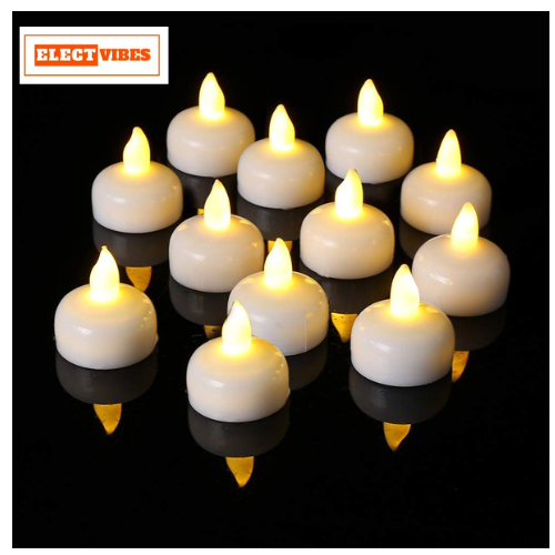 ELECTVIBES Water Sensor Floating Diyas | Smokeless & Flameless LED Tea Light Candles | Battery Operated | Home Décor for Diwali, Christmas, New Year, Birthdays & More (SET OF 12)(PACK OF 1) - Image 3