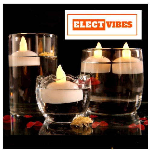 ELECTVIBES Water Sensor Floating Diyas | Smokeless & Flameless LED Tea Light Candles | Battery Operated | Home Décor for Diwali, Christmas, New Year, Birthdays & More (SET OF 12)(PACK OF 1)
