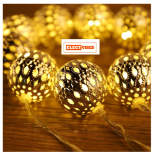 ELECTVIBES Maccoran Ball String Lights 3 Meter 14 LED – Perfect for Indoor/Outdoor Decoration for Diwali, Christmas, Birthday, Navratri, and Valentine’s Day Gifts (Warm White)