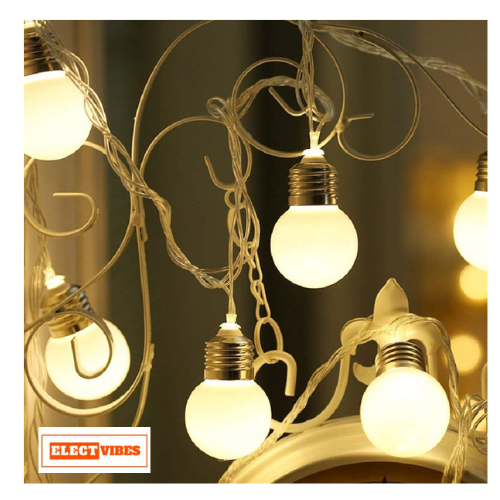 ELECTVIBES Milky Bulb String Light 14 LED, 3 Meter Plug-In, Warm White Frosted Bulb Led String Light Fairy String Light for Decoration Light Plug-in (PACK OF 1) - Image 5