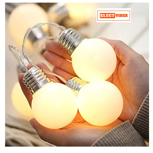 ELECTVIBES Milky Bulb String Light 14 LED, 3 Meter Plug-In, Warm White Frosted Bulb Led String Light Fairy String Light for Decoration Light Plug-in (PACK OF 1) - Image 4