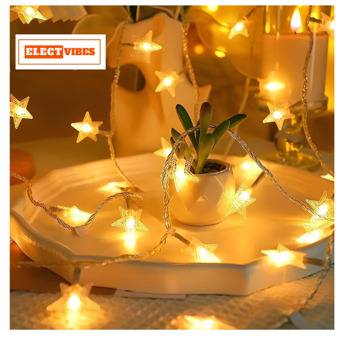 ELECTVIBES Mini Star String Light 14 LED, 3 Meter Plug-In, Warm White Mini Star Fairy String Lights ,Decorative LED Lights for Bedroom, Home, Garden, Diwali, Christmas, Wedding & Party Decoration (Pack of 1) - Image 21