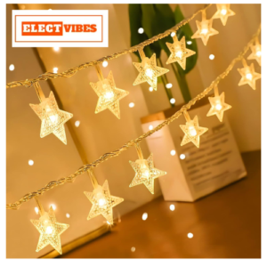 ELECTVIBES Mini Star String Light 14 LED, 3 Meter  Plug-In, Warm White Mini Star Fairy String Lights ,Decorative LED Lights for Bedroom, Home, Garden, Diwali, Christmas, Wedding & Party Decoration (Pack of 1)
