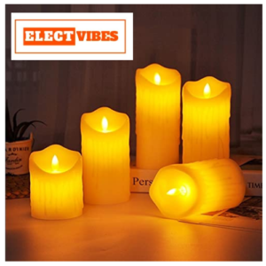 ELECTVIBES  Plastic Decor Tealight Mini LED Candles | Ultra Bright Amber Yellow Light | Flameless & Smokeless Melted Look LED Tea Light Candles – Pack of 6