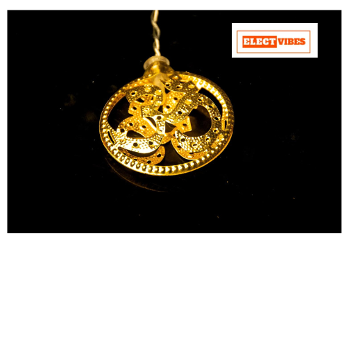 ELECTVIBES Metallic OM String Lights, 3 Meter,10 LED | Wall Hanging Metal Fairy Lights for Diwali & Home Decoration - Image 6