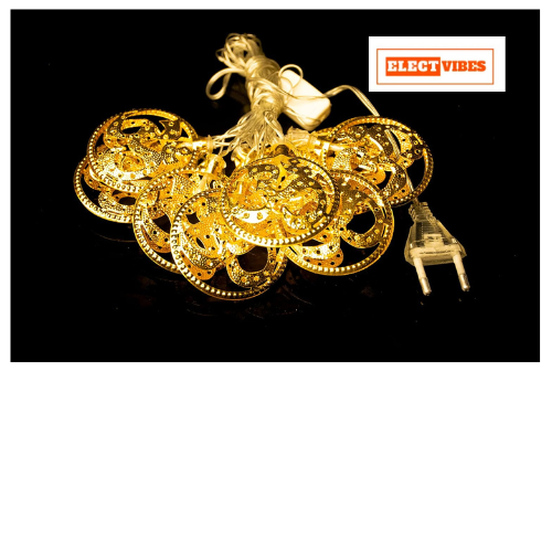 ELECTVIBES Metallic OM String Lights, 3 Meter,10 LED | Wall Hanging Metal Fairy Lights for Diwali & Home Decoration - Image 8