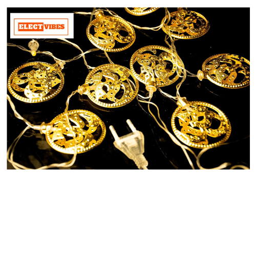 ELECTVIBES Metallic OM String Lights, 3 Meter,10 LED | Wall Hanging Metal Fairy Lights for Diwali & Home Decoration - Image 10