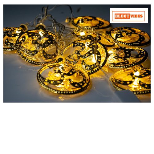 ELECTVIBES Metallic OM String Lights, 3 Meter,10 LED | Wall Hanging Metal Fairy Lights for Diwali & Home Decoration - Image 4