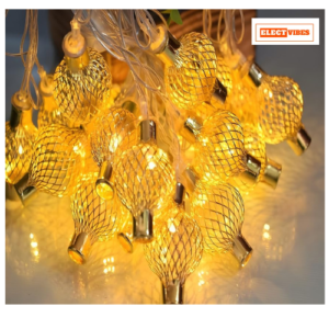ELECTVIBES Pineapple Metal String Lights 3M, 14 Led – Perfect for Indoor/Outdoor Decoration for Diwali, Christmas, Birthday, Navratri, and Valentine’s Day Gifts (Warm White)