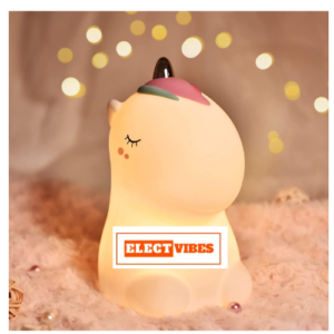 ElectVibes Silicone Unicorn Rechargeable LED Night Lamp with White Warm Light & 7 Color Changing LED Touch lamp Nursery Lights for Kids Bedroom, Birthday Gifts,Home Decor Light,(Pink)